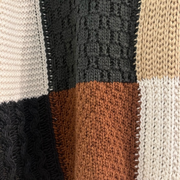 Patchwork Knit Sweater - Black, Brown, Cream, Green - Picture 3 of 4